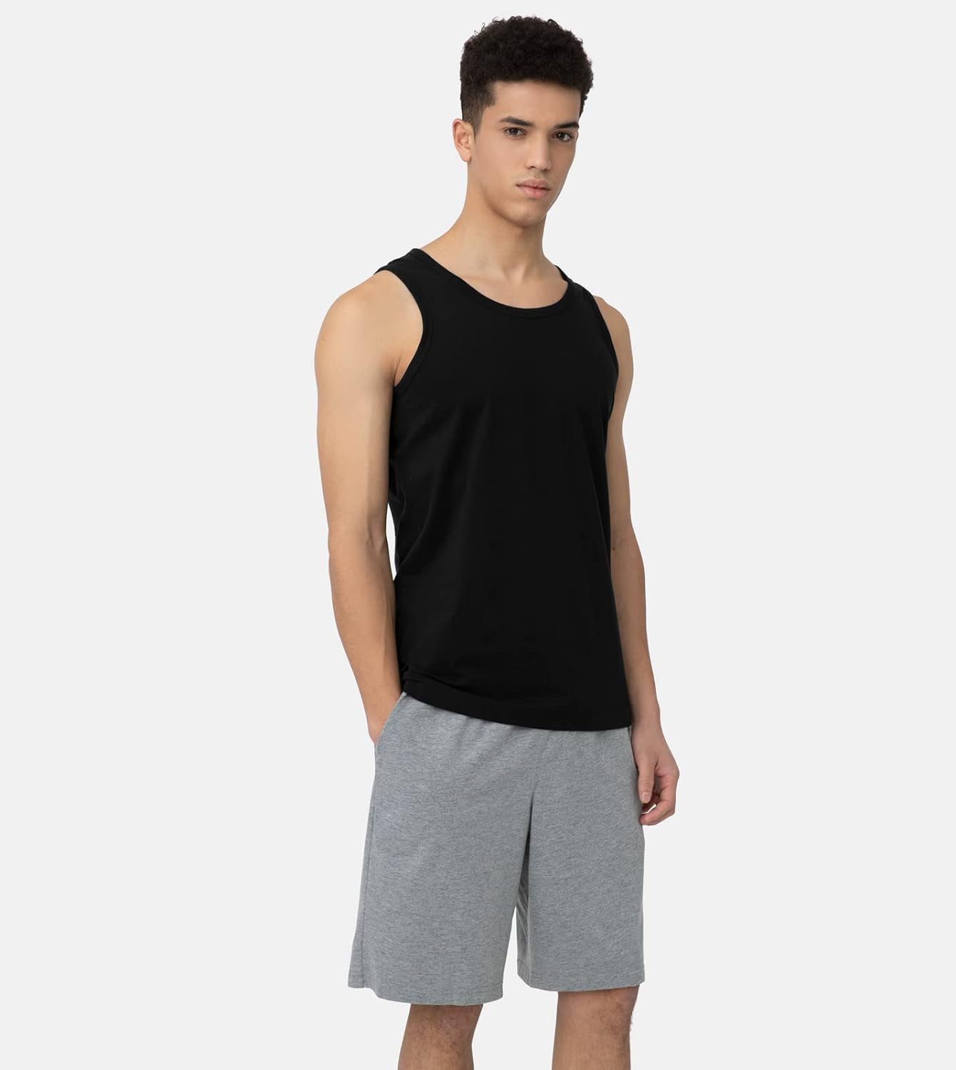 Wholesale Men's 100% Cotton Tank Top Ultra Soft Sleeveless Undershirts - Black