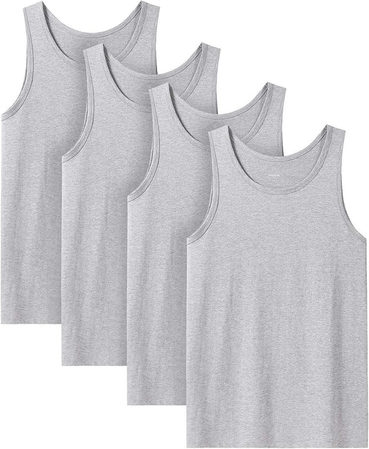 Wholesale Men's 100% Cotton Tank Top Ultra Soft Sleeveless Undershirts - Grey