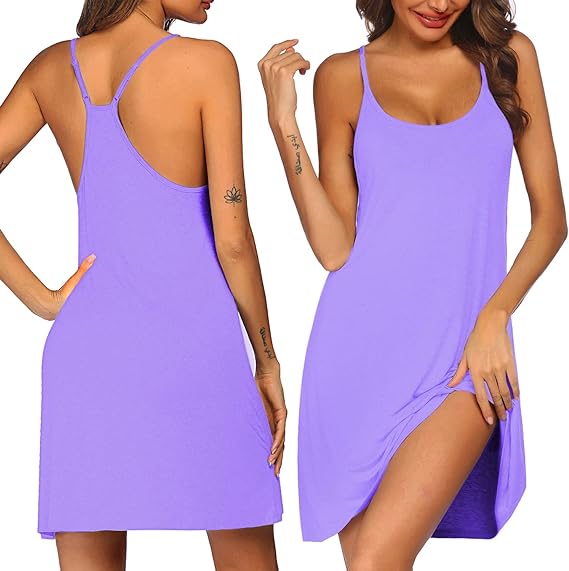 Wholesale Women's Racerback Sleeveless Nightgown Women's Sleepwear - Purple