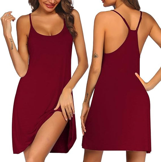 Wholesale Women's Racerback Sleeveless Nightgown Women's Sleepwear - Red