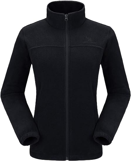 Wholesale Women's Full Zip Thermal Jackets With Pockets Soft Polar Fleece Coat - Black