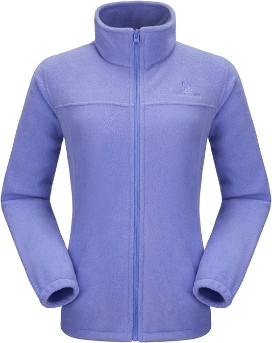 Wholesale Women's Full Zip Thermal Jackets With Pockets Soft Polar Fleece Coat - Blue