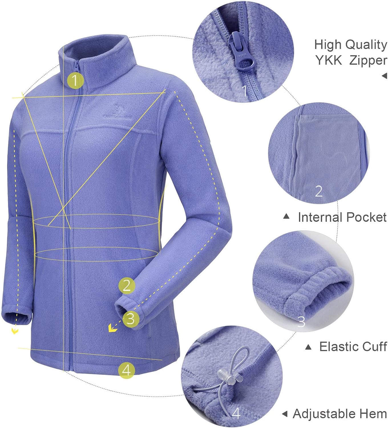 Wholesale Women's Full Zip Thermal Jackets With Pockets Soft Polar Fleece Coat - Blue