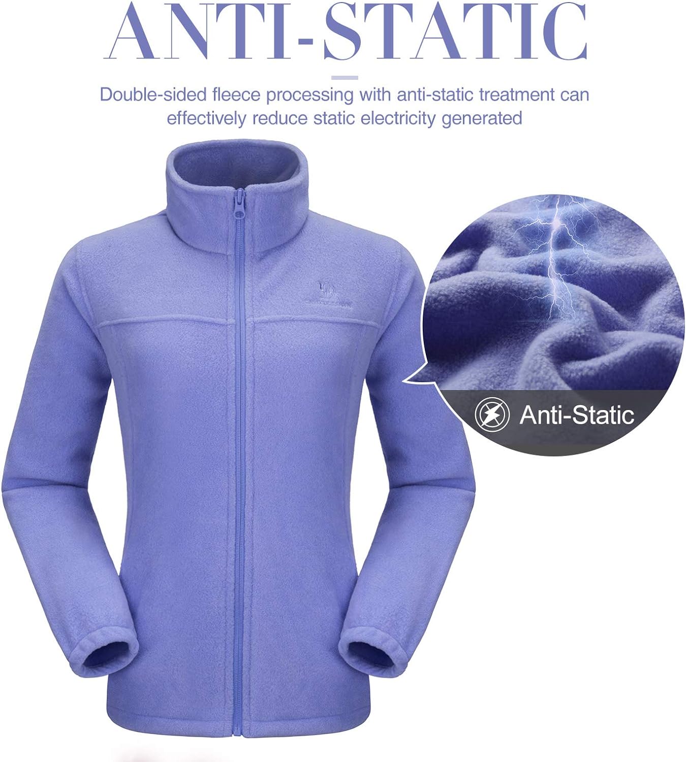 Wholesale Women's Full Zip Thermal Jackets With Pockets Soft Polar Fleece Coat - Blue
