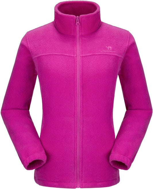 Wholesale Women's Full Zip Thermal Jackets With Pockets Soft Polar Fleece Coat - Pink