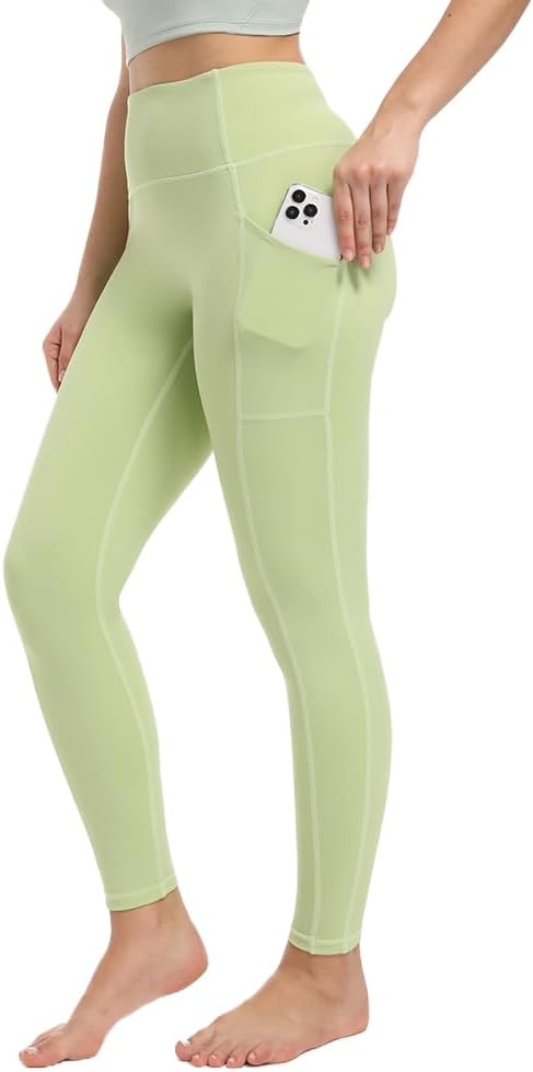 Women's Leggings with Pockets High Waist Tummy Control Yoga Pants - Green