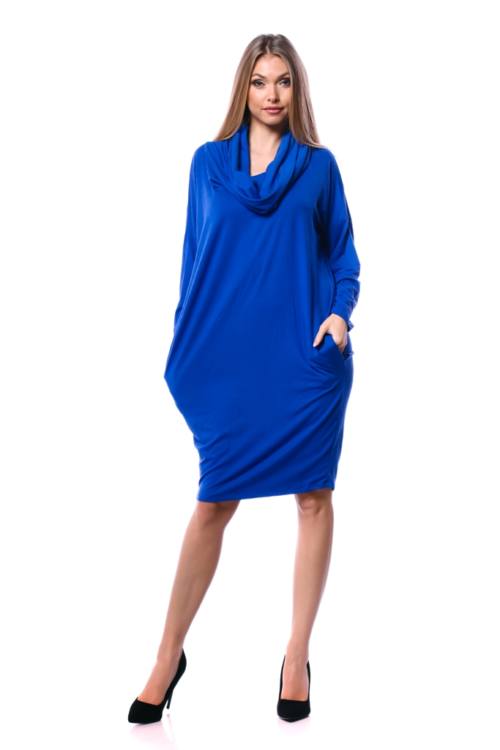 Side Pocket Cowl Neck Mini Dress