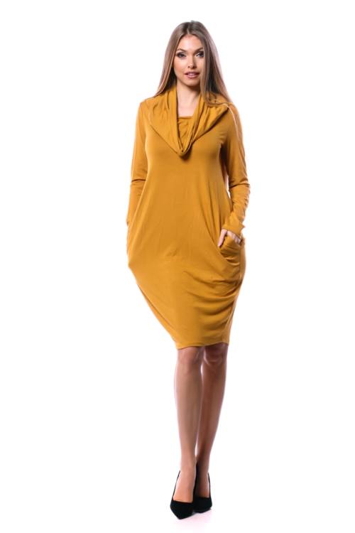 Side Pocket Cowl Neck Mini Dress