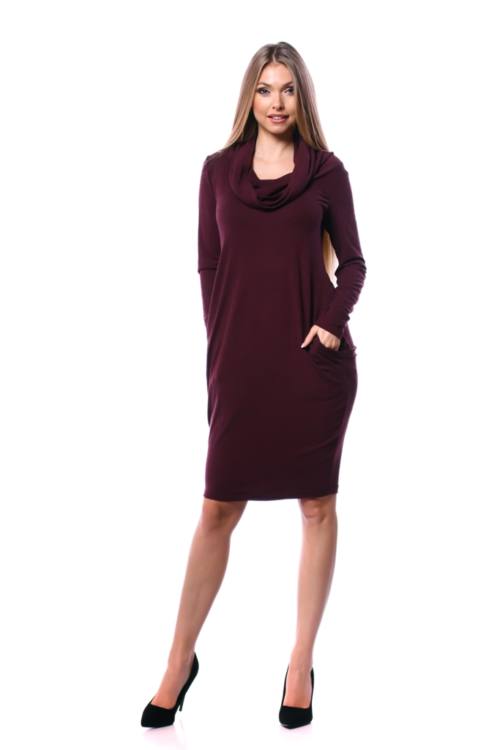 Side Pocket Cowl Neck Mini Dress