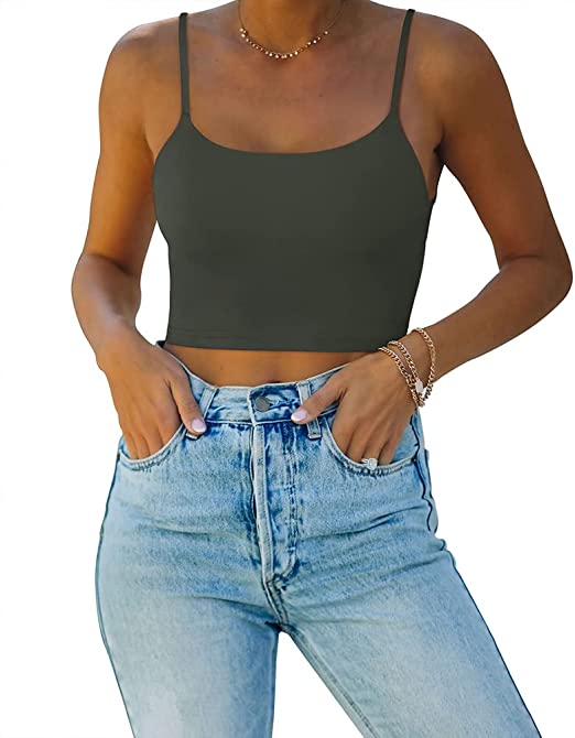 Wholesale Women’s Adjustable Spaghetti Strap Double Lined Seamless Camisole Tank Yoga Crop Tops