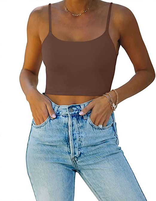 Wholesale Women’s Adjustable Spaghetti Strap Double Lined Seamless Camisole Tank Yoga Crop Tops