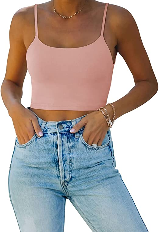 Wholesale Women’s Adjustable Spaghetti Strap Double Lined Seamless Camisole Tank Yoga Crop Tops