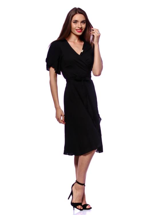 Tie Waist Wrap Front Mini Dress