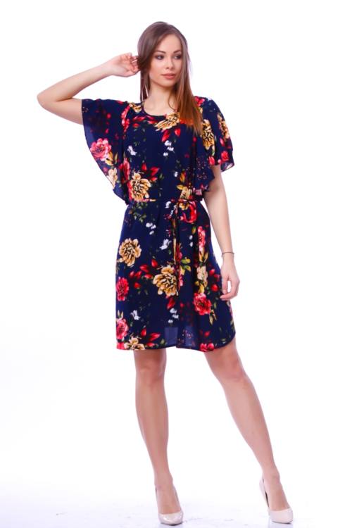 New Tie Waist Floral Print Mini Dress