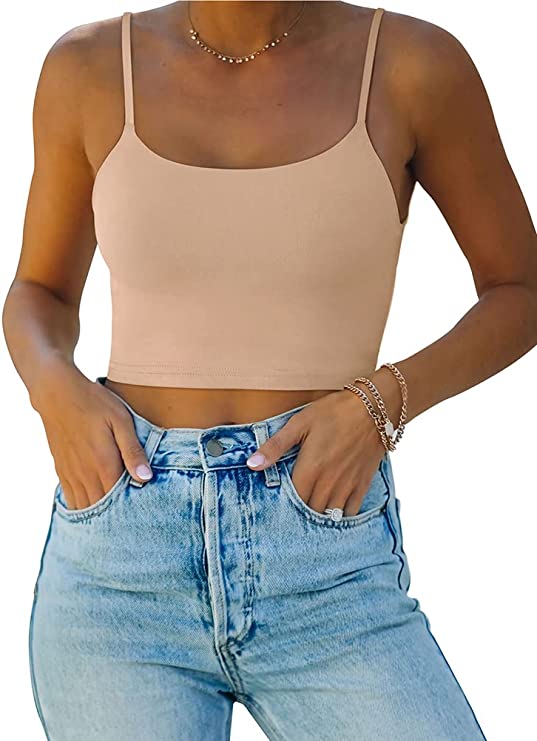 Wholesale Women’s Adjustable Spaghetti Strap Double Lined Seamless Camisole Tank Yoga Crop Tops