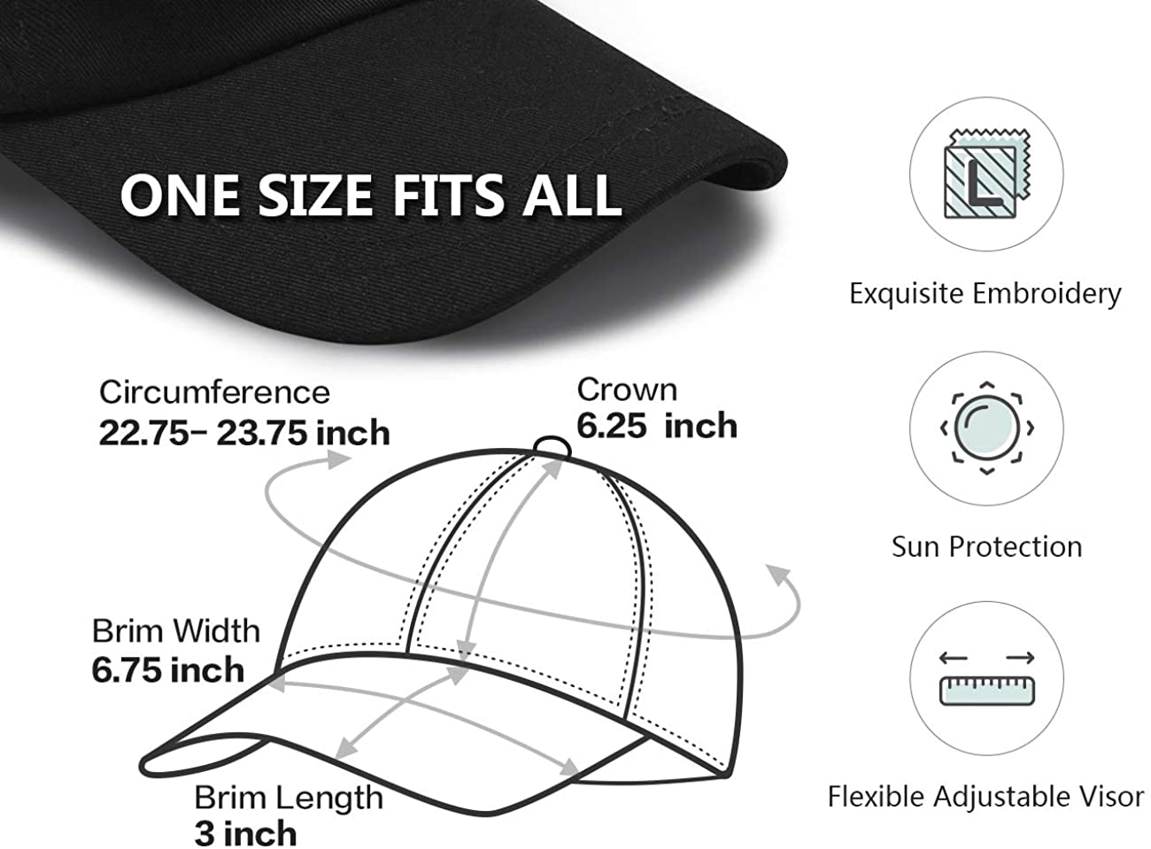 Custom logo Baseball Caps, Promotional Baseball Hats For Men and Women - One Size Fits All