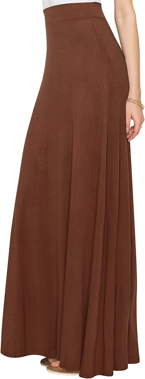 Wholesale Women's Styleish Print/Solid High Waist Flare Long Maxi Skirt Plain Colors