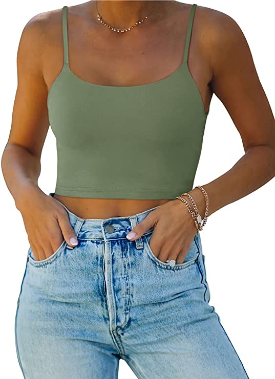 Wholesale Women’s Adjustable Spaghetti Strap Double Lined Seamless Camisole Tank Yoga Crop Tops