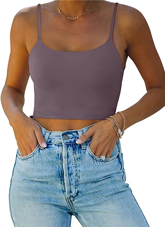 Wholesale Women’s Adjustable Spaghetti Strap Double Lined Seamless Camisole Tank Yoga Crop Tops