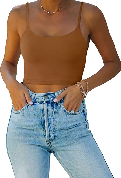Wholesale Women’s Adjustable Spaghetti Strap Double Lined Seamless Camisole Tank Yoga Crop Tops