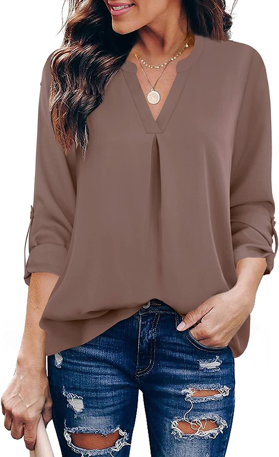 Wholesale Women's Blouses 3/4 Sleeve Work Shirt Chiffon Tunic Top Office Wear