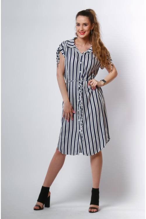 Striped Shirt Dress No Sleeve