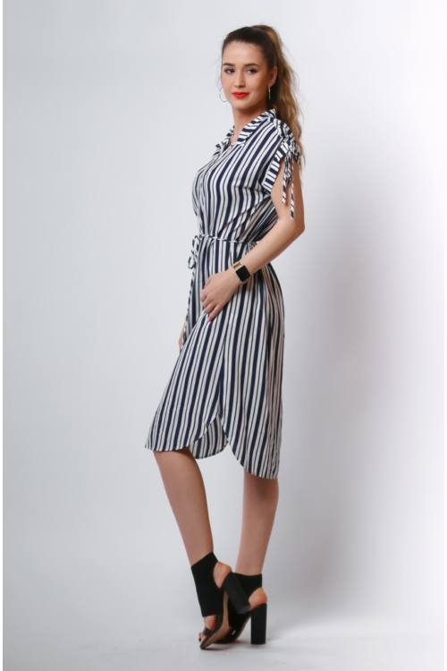 Striped Shirt Dress No Sleeve