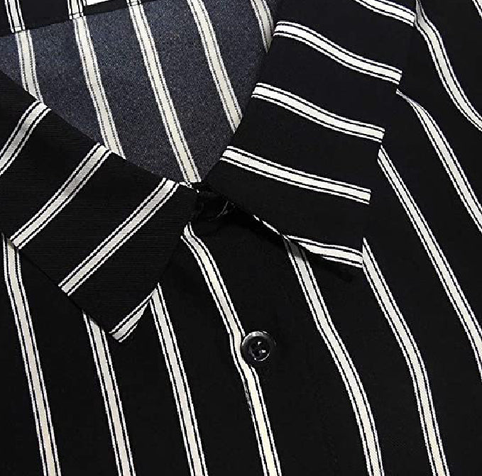 Wholesale Women's Long Sleeve V-Neck Stripes Casual Blouses Pocket Button Down Shirt Tops