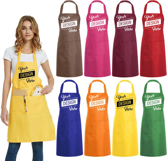 Custom Promotional Aprons With 2 Front Full Body Pockets Aprons for Men and Women