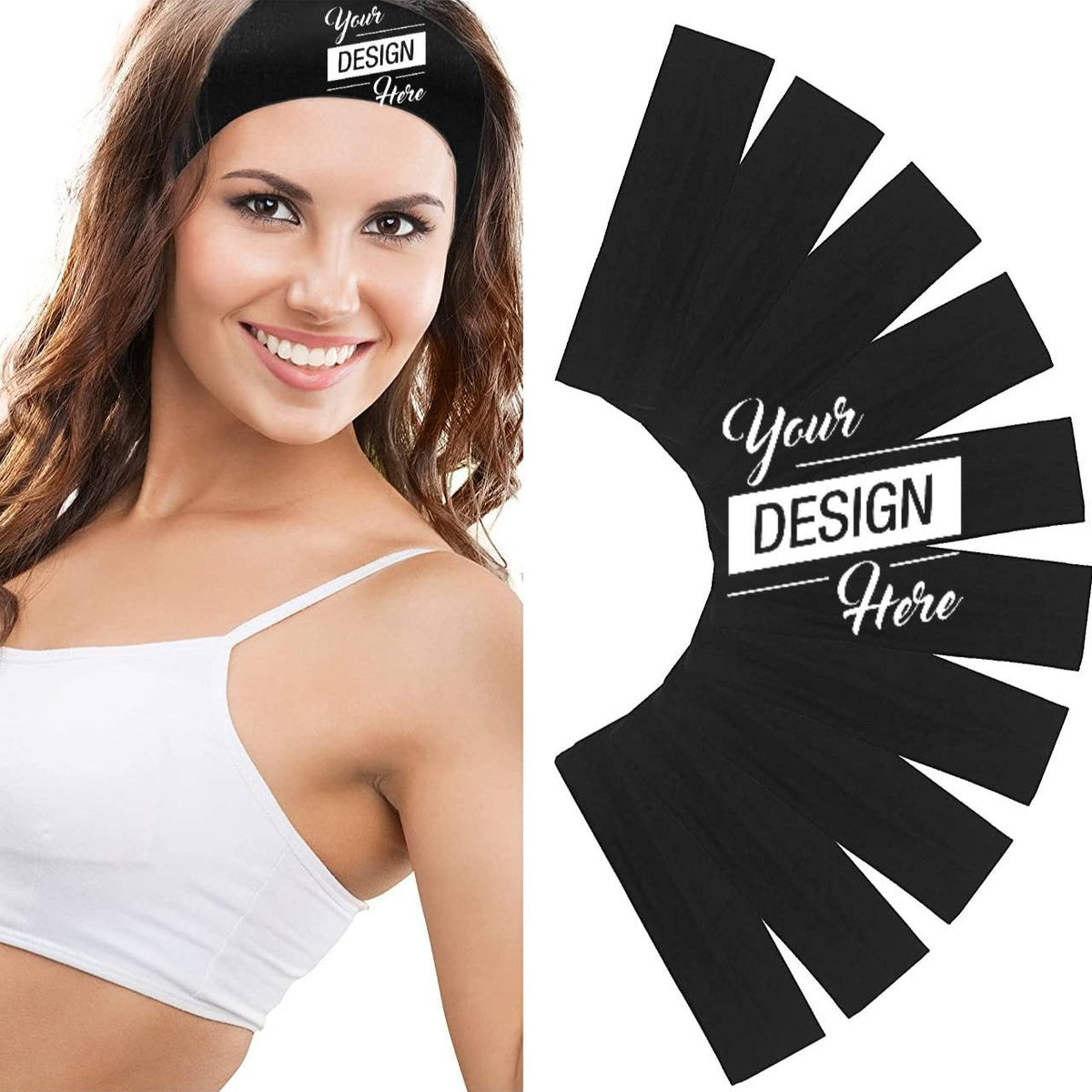 Customizable Headbands Custom Logo Stretch Headbands, Promotional Non-Slip Head Wraps – DOZTEX
