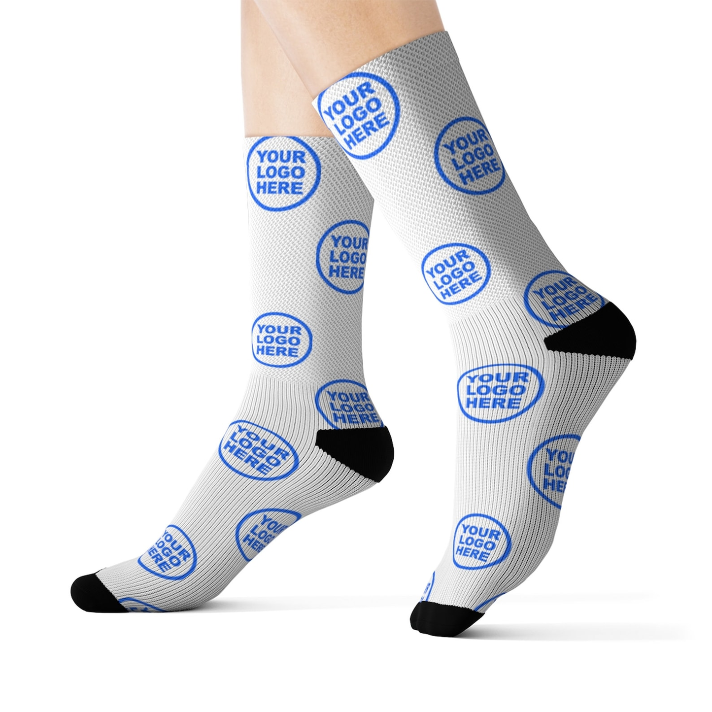 Custom Full Designed Cotton Socks, Logo Knitted Crew Socks Promotional Custom Full Color Designed Socks