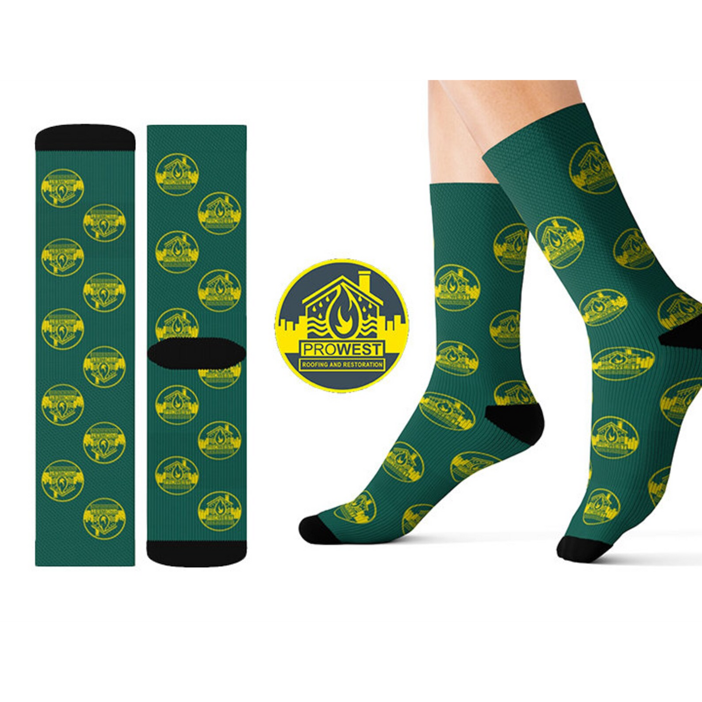 Custom Full Designed Cotton Socks, Logo Knitted Crew Socks Promotional Custom Full Color Designed Socks