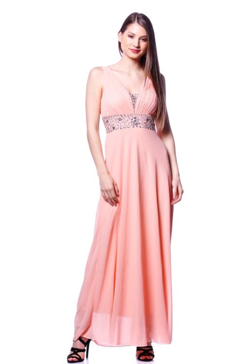 Tulle Details Embellished Maxi Dress