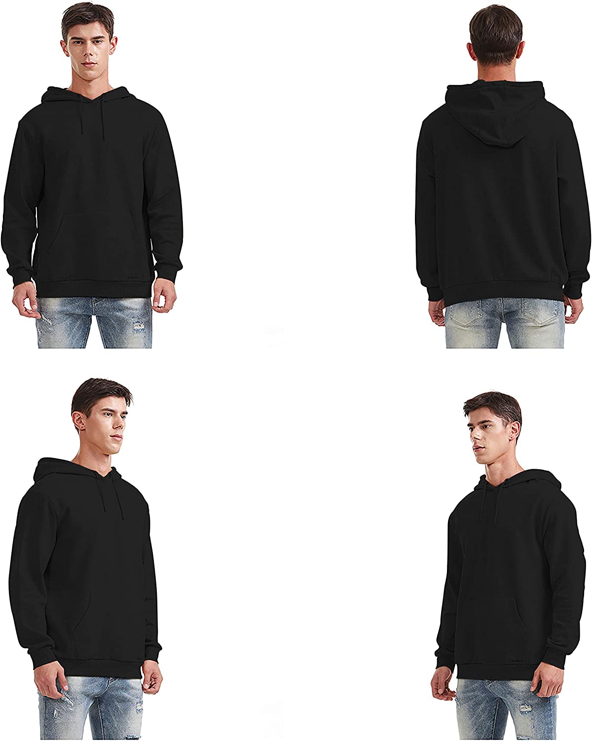 Wholesale Men's Hooded Sweatshirt Long Sleeve Soft Brushed Fleece Hoody Classic Drawstring Pullover