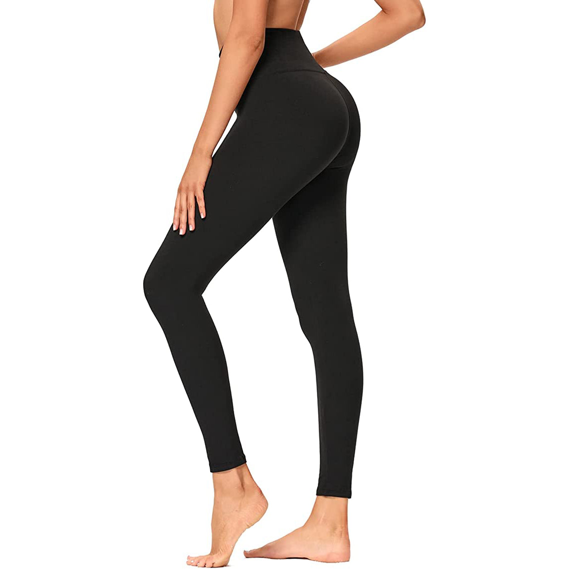 Wholesale High Waisted Plain Black Leggings Soft Slim Tummy Control Pants