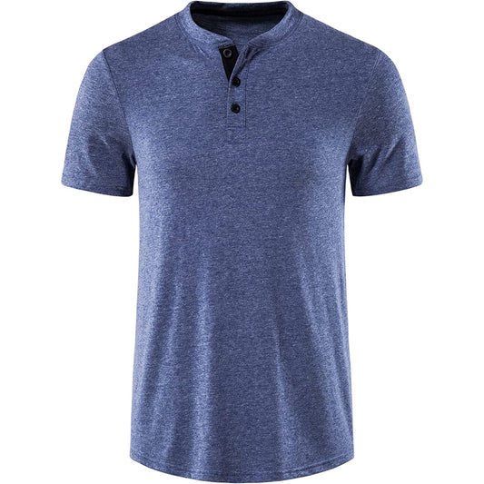 Wholesale Mens Short Sleeve Casual Lightweight Basic Henley T-Shirt