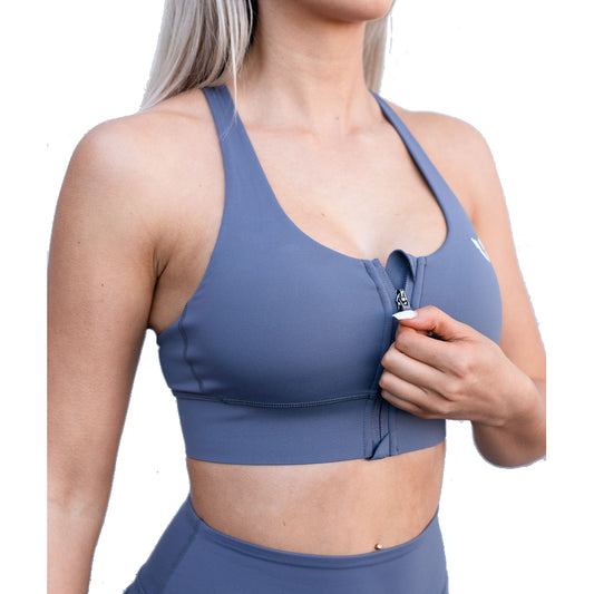 Wholesale Woman's Cross Back Zip Up Sports Bra For Gymwork, Fitness